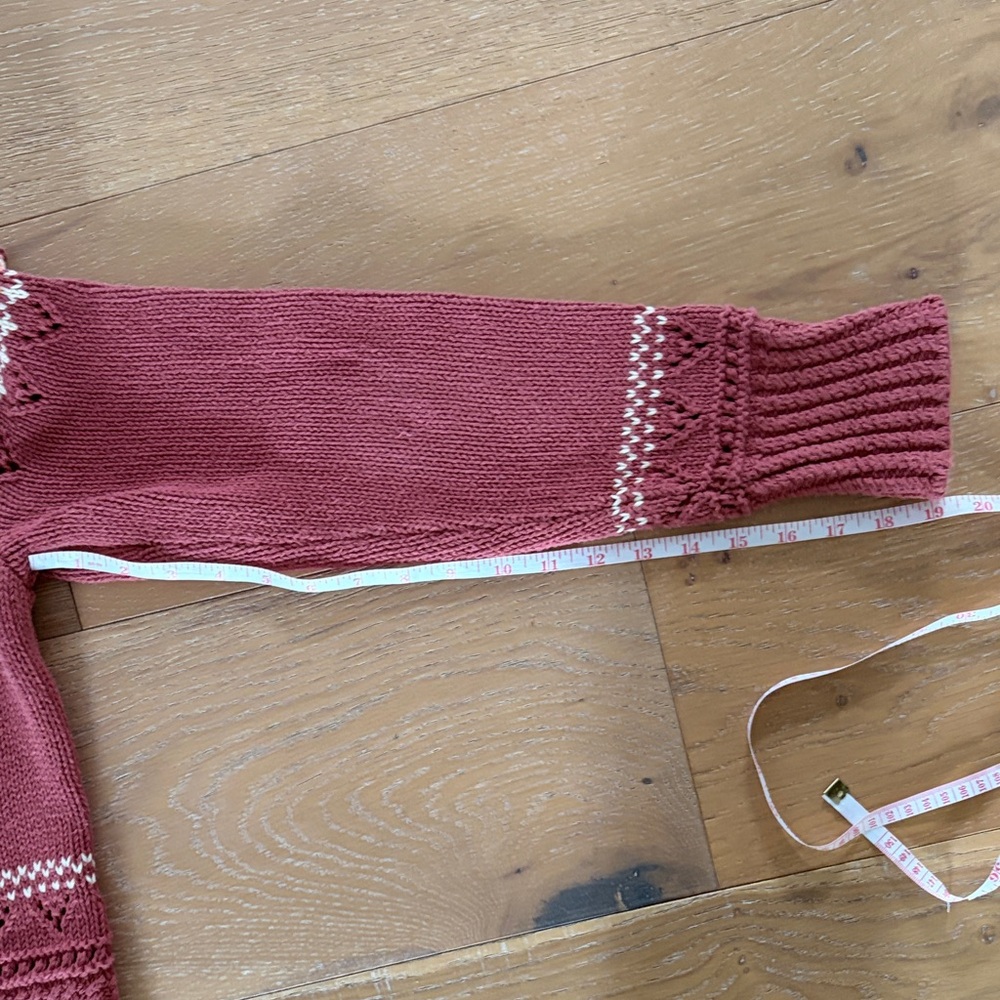 L.L. Bean Rose and Cream Fair Isle Button Cardigan - Picture 8 of 10